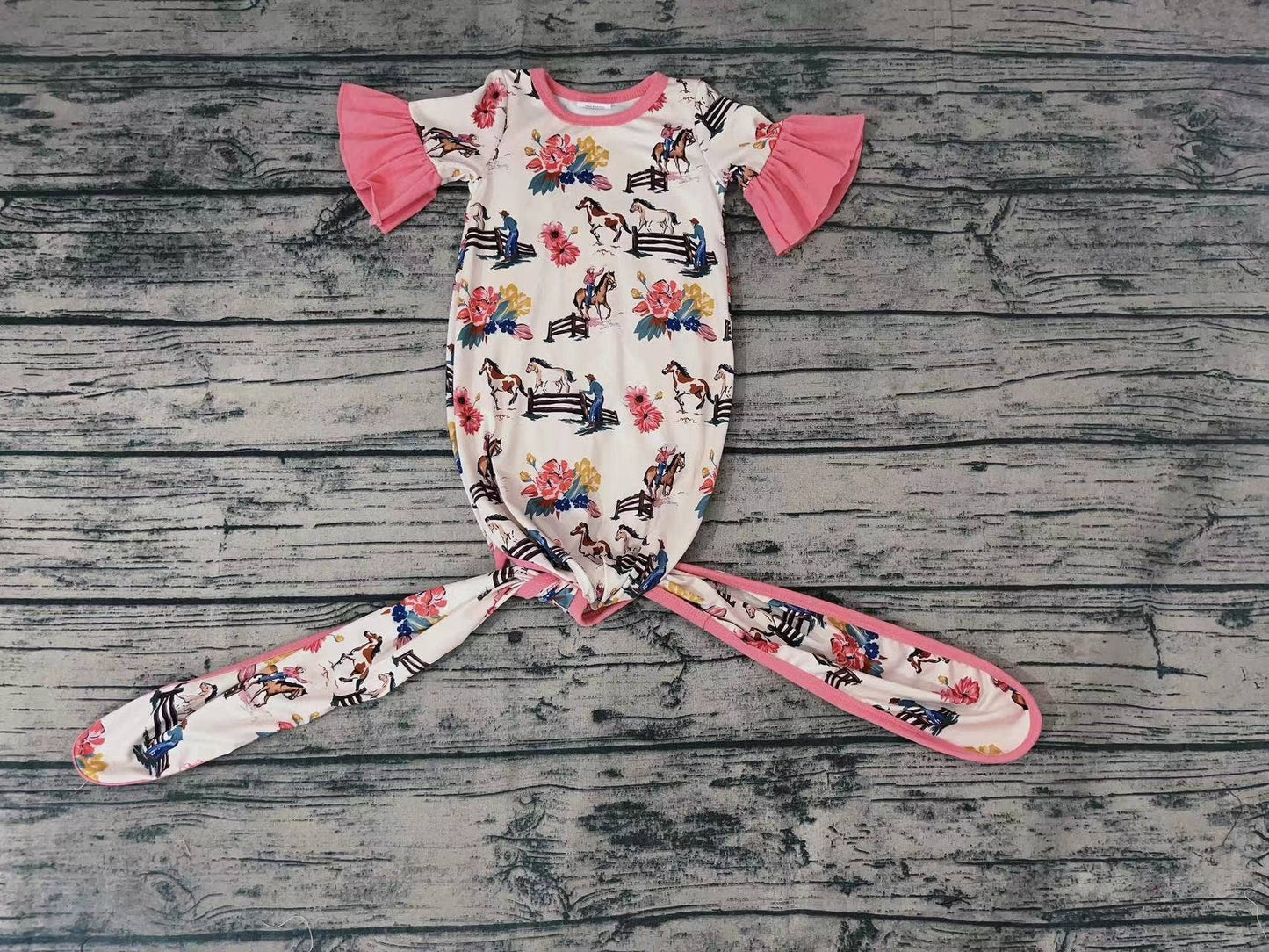 Baby Newborn Western Rodeo Short Sleeve Gowns Aier Wholesale