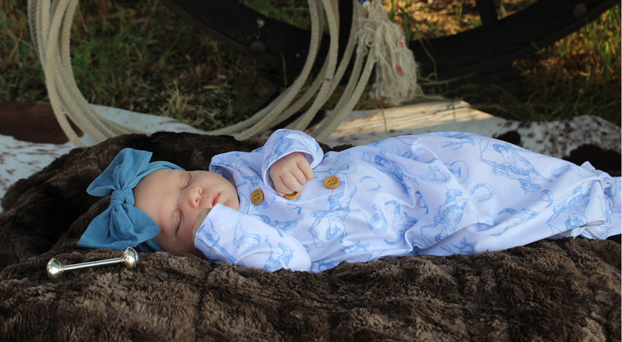 Baby Blue Knotted Gown and Hat Clover Cottage