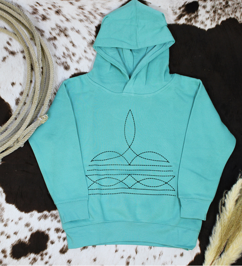 Teal Boot Stitch Hoodie