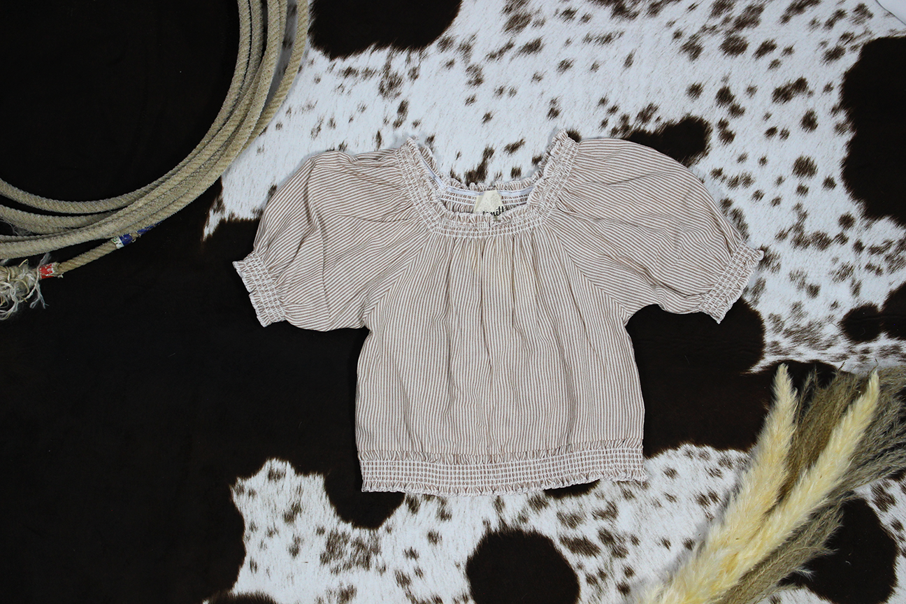 Stripped Puff Sleeve Bouse
