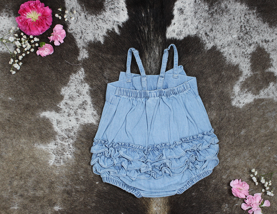 Denim & Ruffles Bubble Woven Romper