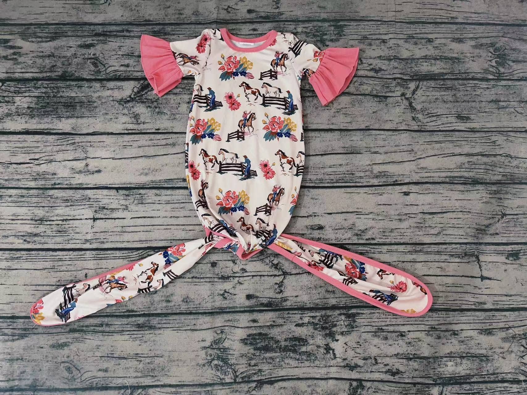 Baby Newborn Western Rodeo Short Sleeve Gowns Aier Wholesale