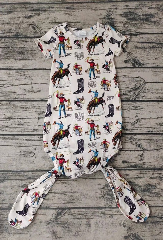 Baby newborn western cow green boys gown Aier Wholesale