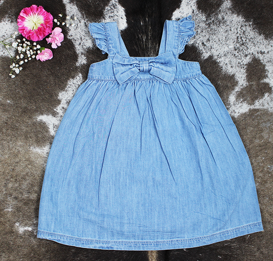 Denim Bow Woven Dress