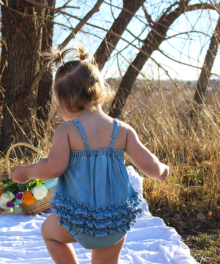 Denim & Ruffles Bubble Woven Romper