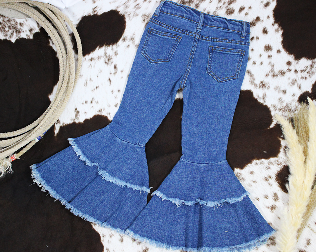 Double Ruffle Jeans Double Flare Denim Jeans – Cowpokes and Ropes