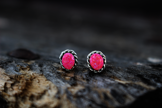 Pink Opal Studs
