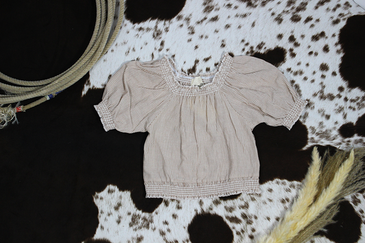 Stripped Puff Sleeve Bouse