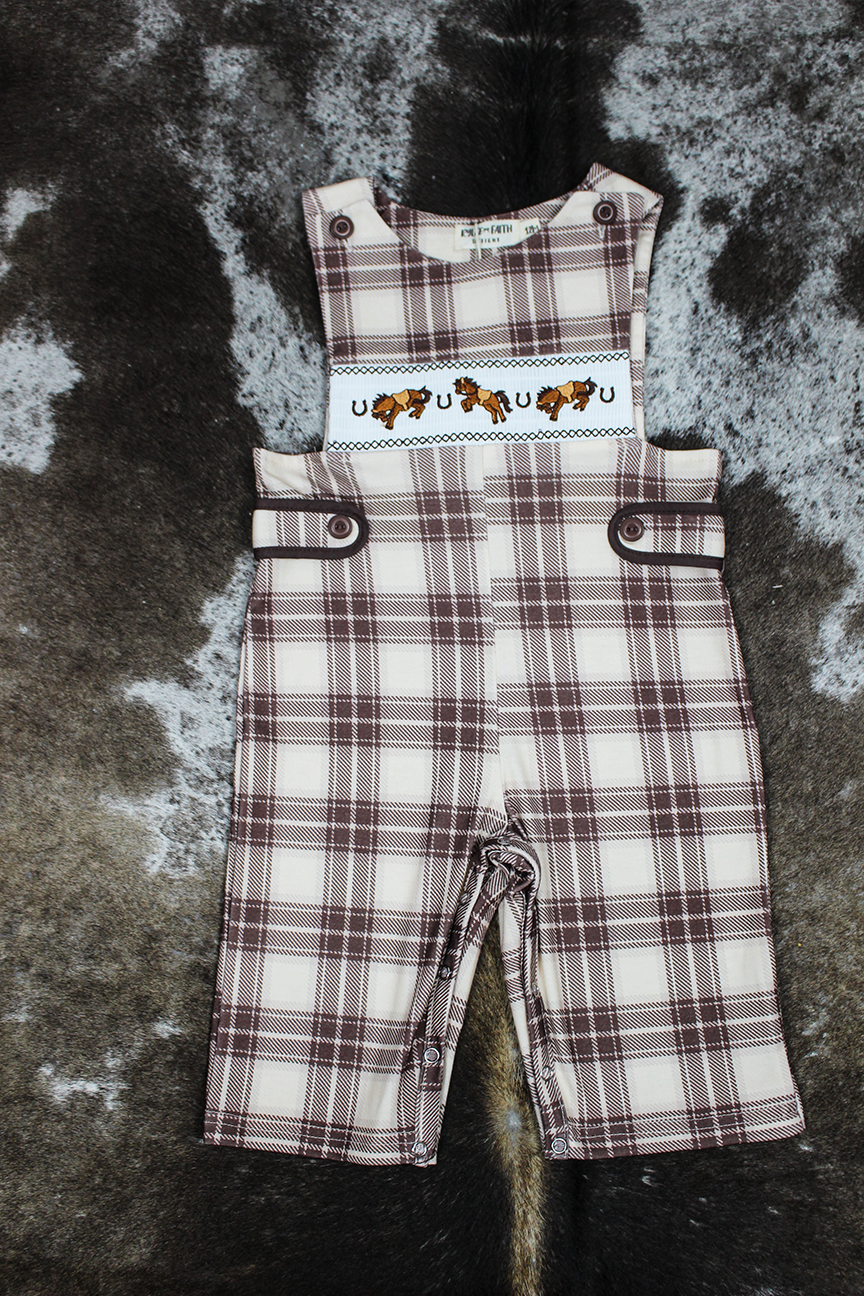 Little Ranch Hand Embroidered Smocked Romper