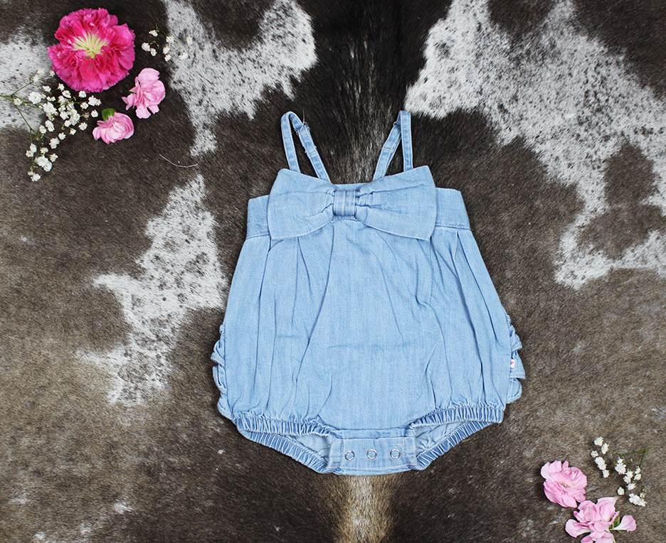 Denim & Ruffles Bubble Woven Romper